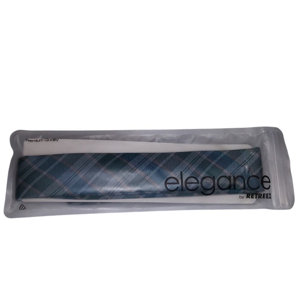 Retreez Elegance Turquoise Pattern Plaid Woven Microfiber Skinny 2"